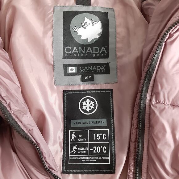 Canada Weather Gear Womens S Long Puffer Jacket Faux Fur Mauve Pearl Winter Coat - Picture 6 of 9